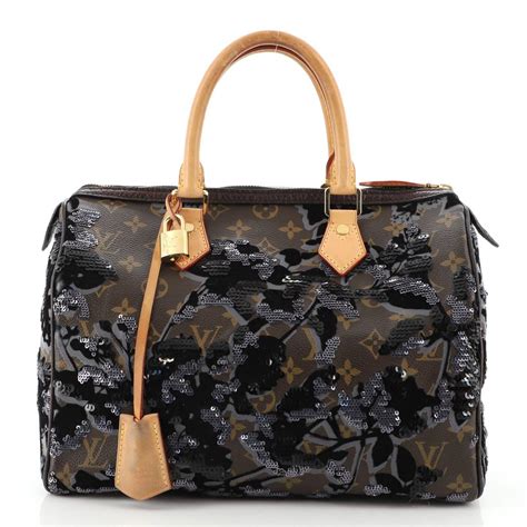 Louis Vuitton Speedy Handbag Fleur De Jais Monogram Canvas 